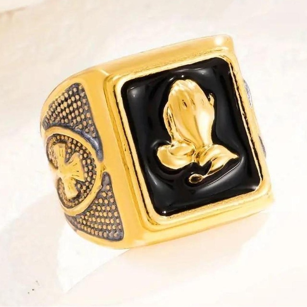 Gold plated gold and Black Men's Ring size: 10
